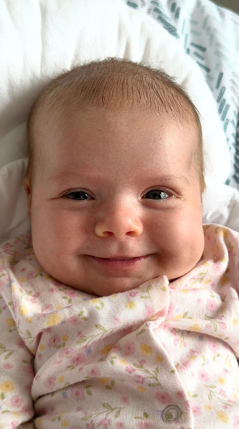 Baby Gia DiBenedetto O'Dea smiling